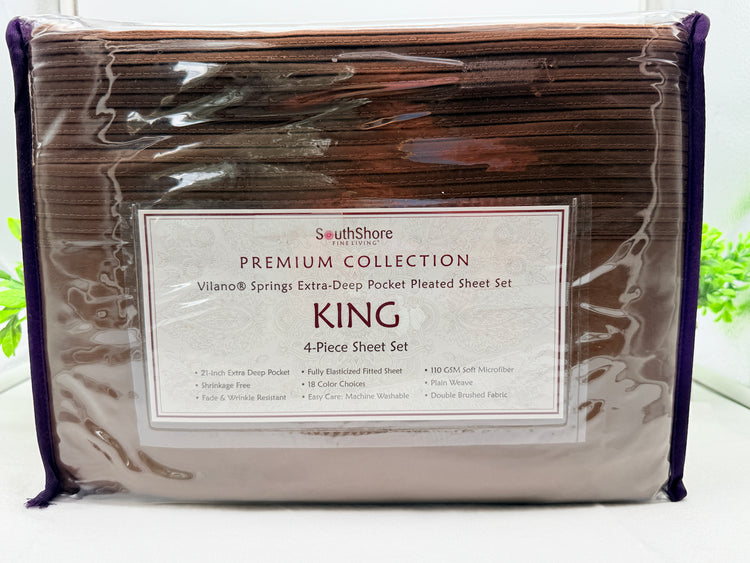 SouthShore Fine Linens PREMIUM COLLECTION Vilano Spring King Sheet Set -Brown