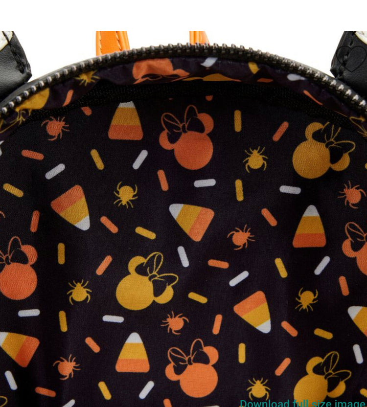 Loungefly Exclusive Disney Minnie Candy Corn Cupcake Glow Mini Backpack