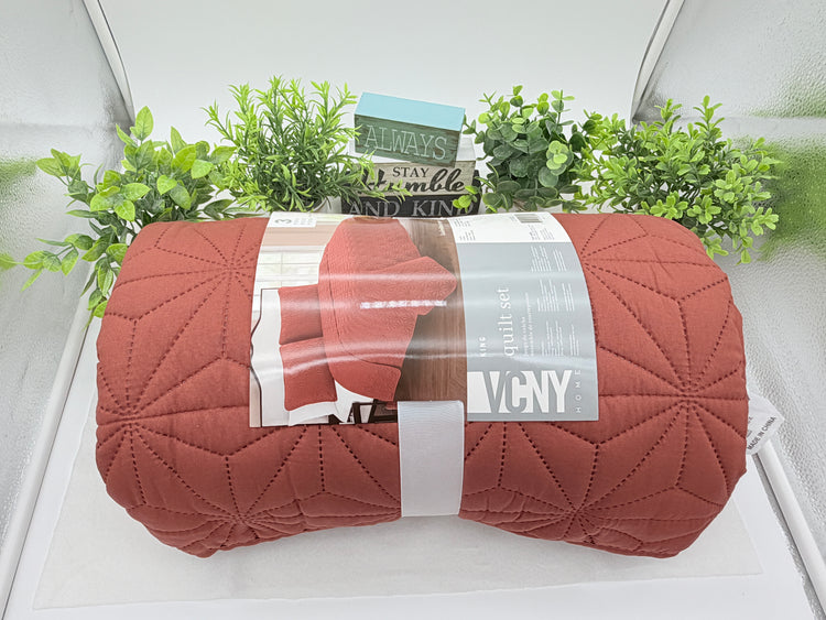 VCNY Home Kaleidoscope 3-Piece Quilt Set, Orange-Brown King