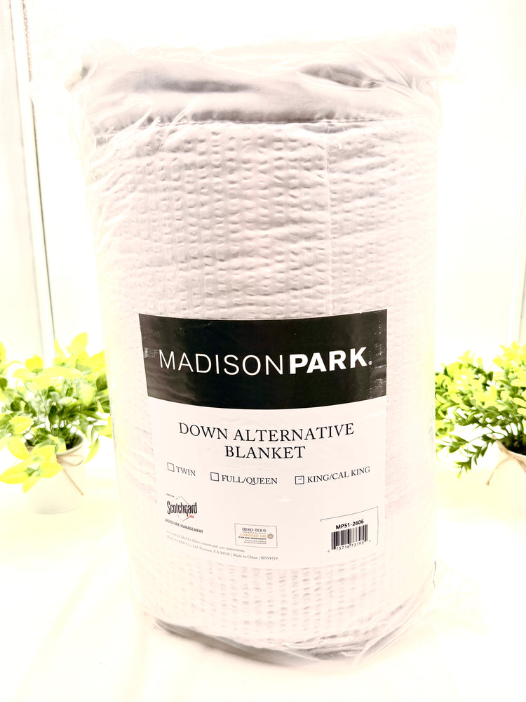 Madison Park Down Alternative Blanket, King/CalKing, Satin Trim, Light Grey