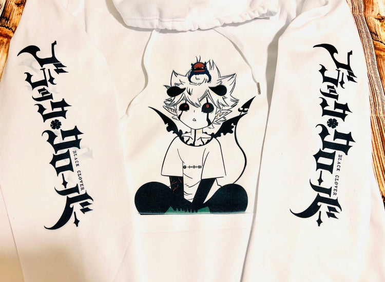 Black Clover: Lieve and Nero black bulls hoodie with scannable Spotify code