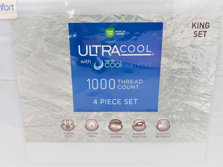 Ultra Cool High IQ Cool Comfort 1000-Threat Count  4-Pc. Sheet Set- King