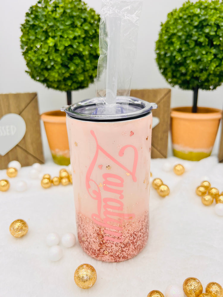 Glitter Minnie Mouse Patel Coral Blush Sippy Cup