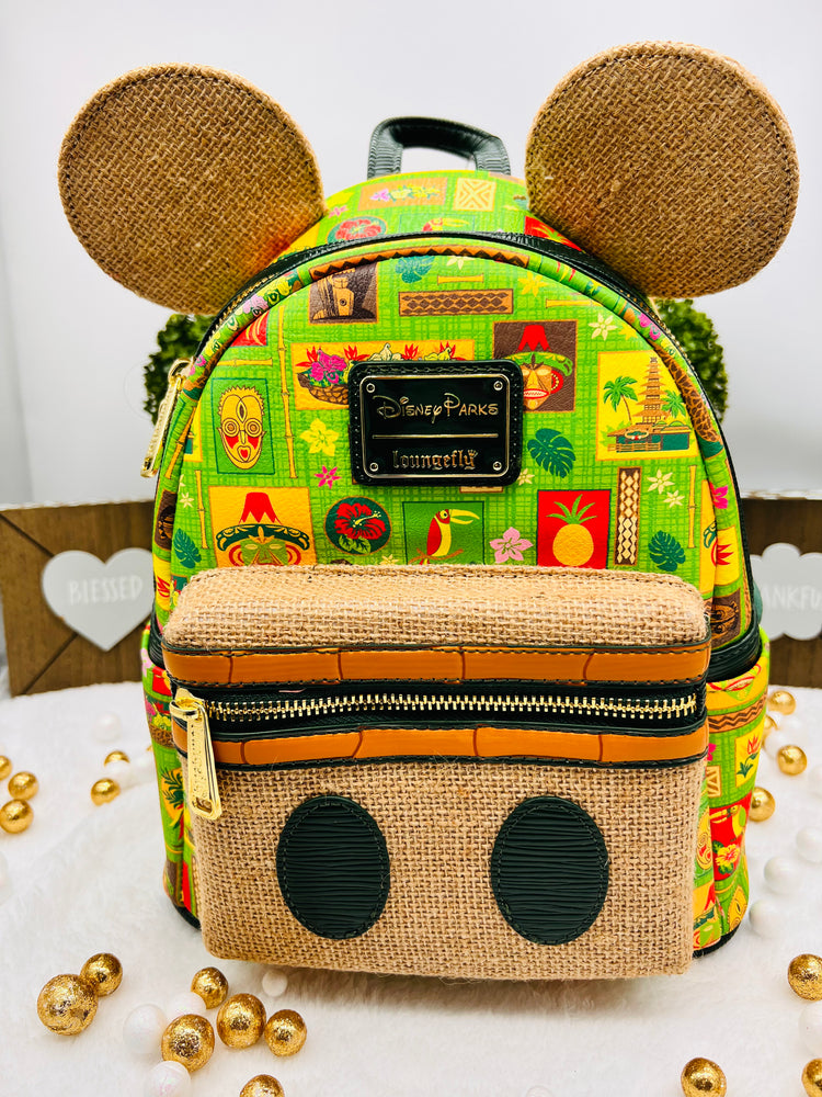 Loungefly Disney The Main Attraction Enchanted Tiki Room Mini Backpack + Ears
