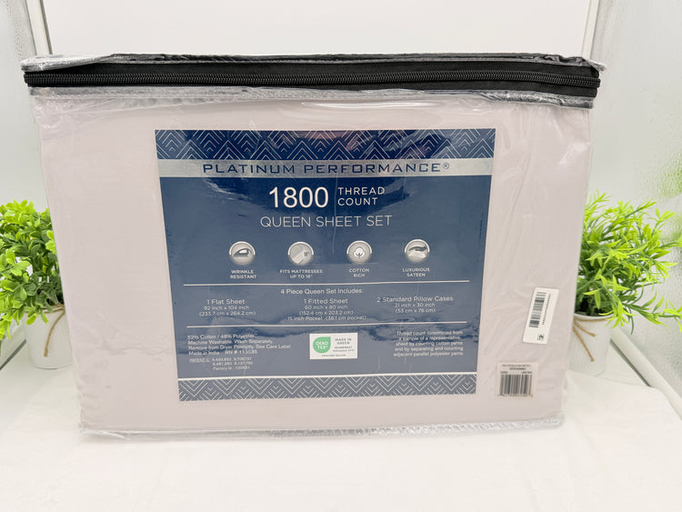 PLATINUM PERFORMANCE 1800 thread count Queen Sheet Set- Light Grey