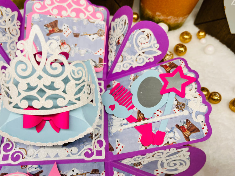 Alice in Wonderland theme Castle exploding Happy Birthday Box