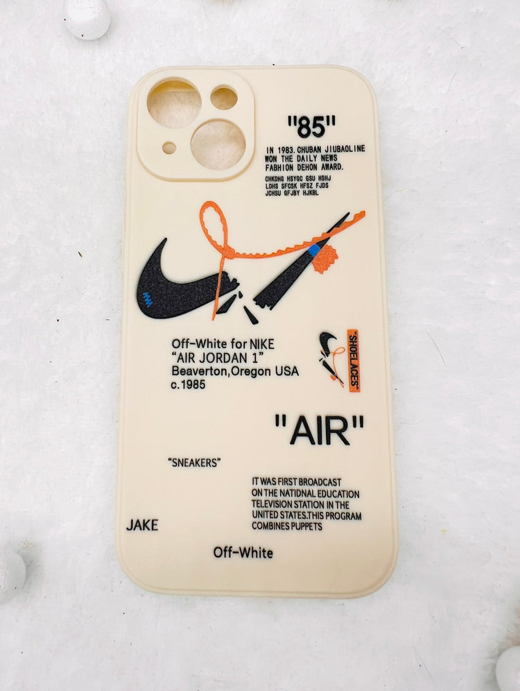 Nike OFF White Design Protective Case For iPhone 15- Beige
