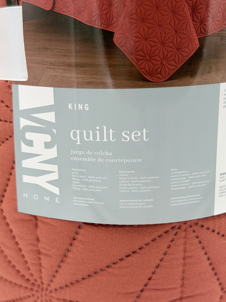 VCNY Home Kaleidoscope 3-Piece Quilt Set, Orange-Brown King