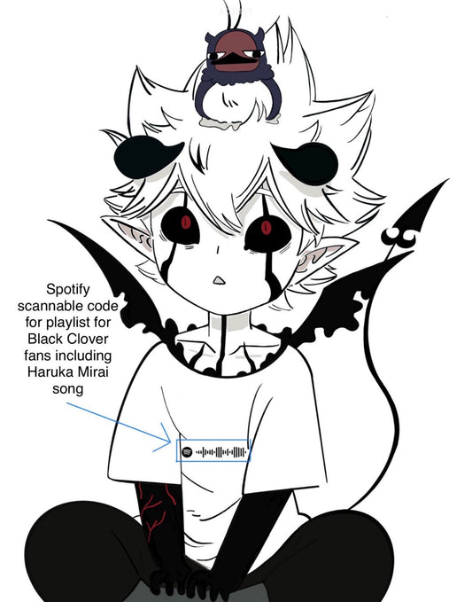 Black Clover: Lieve and Nero black bulls hoodie with scannable Spotify code