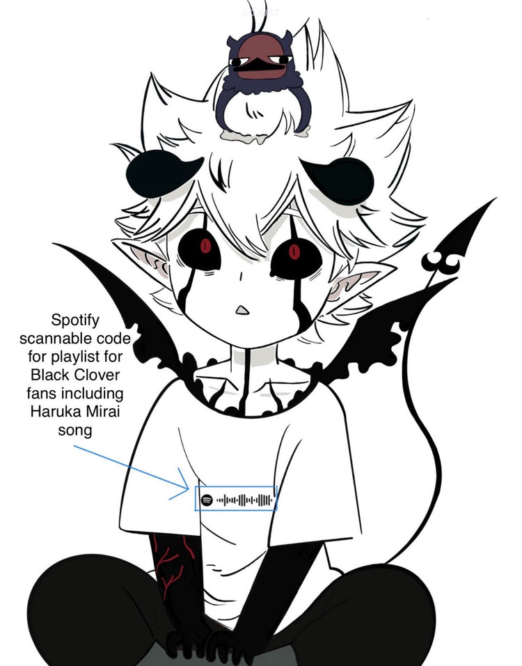 Black Clover: Lieve and Nero black bulls hoodie with scannable Spotify code