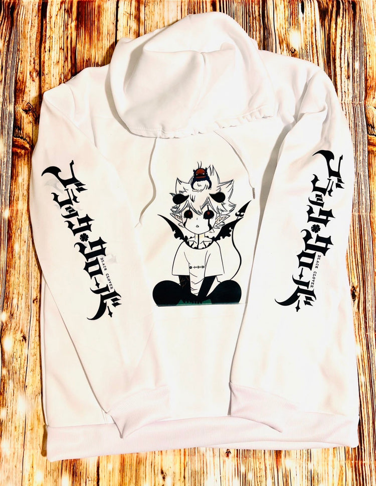 Black Clover: Lieve and Nero black bulls hoodie with scannable Spotify code