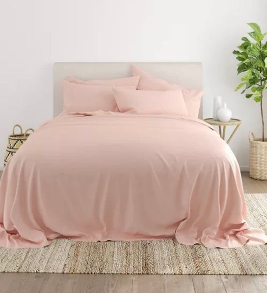 Ienjoy Home PREMIUM Solids in Style 6-Pc. Sheet Set, Queen- Blush Color