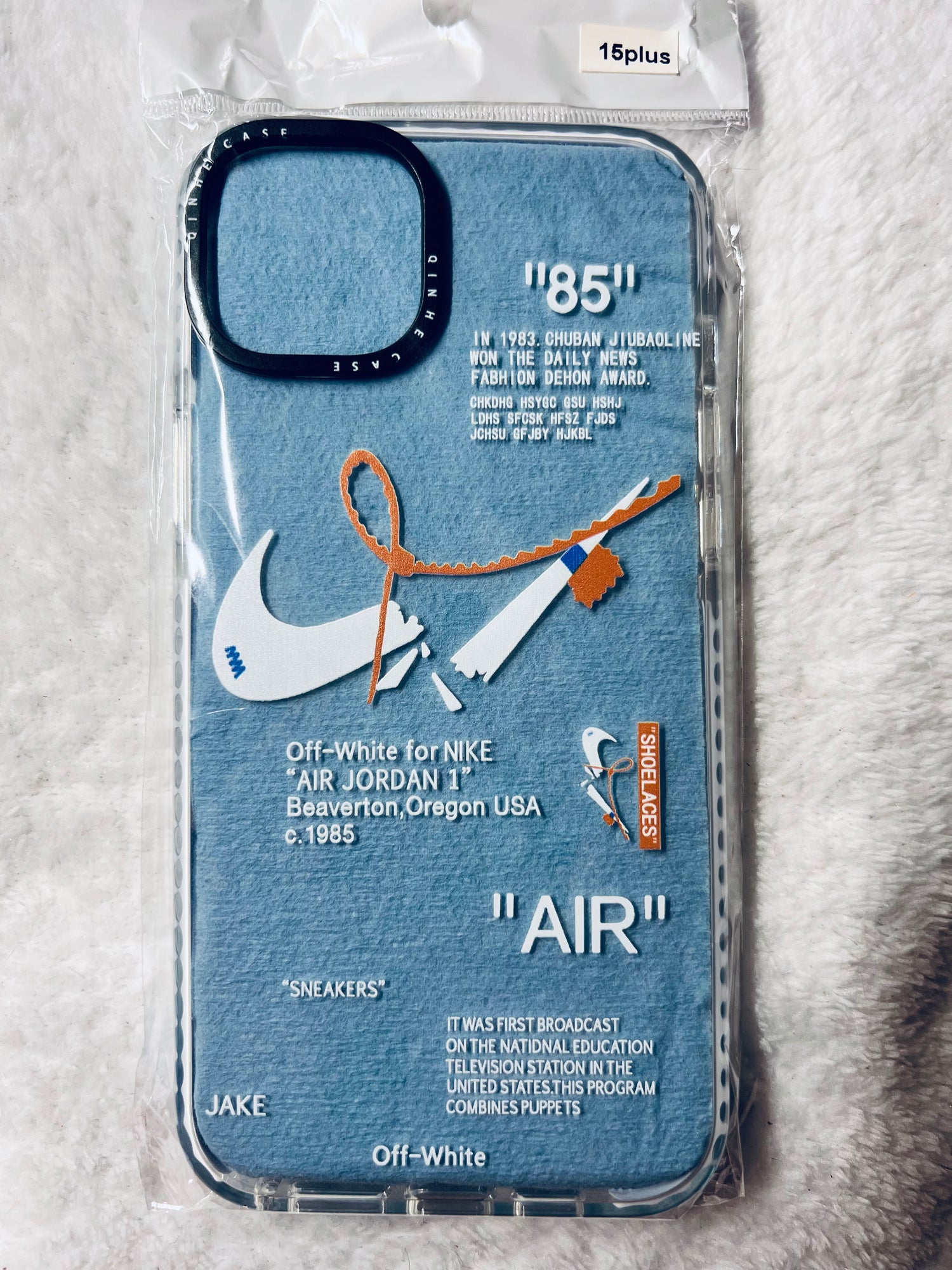Nike OFF-WHITE clear protective phone case for iPhone 15 Plus – Harmony Homes Nike OFF-WHITE clear protective phone case for iPhone 15 Plus – Harmony Homes