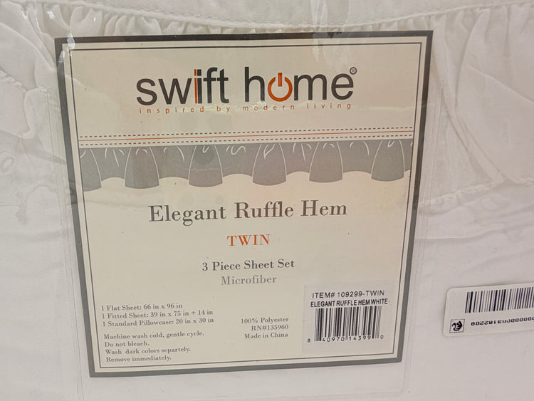 Swift Home Elegant Ruffle Hem 3-pc Twin Sheet Set
