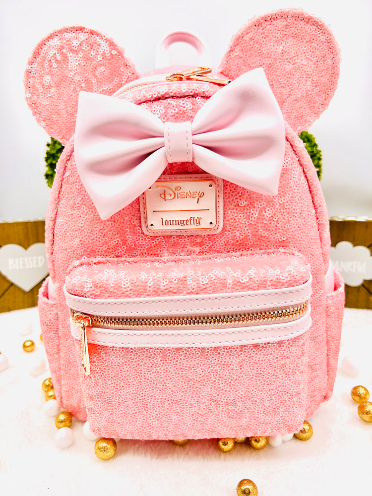 Loungefly Disney Minnie Cotton Candy Sequin Backpacking Backpack