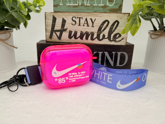 Nike OFF WHITE design Protective case for AirPods Pro 3 (2025)Glossy Pink