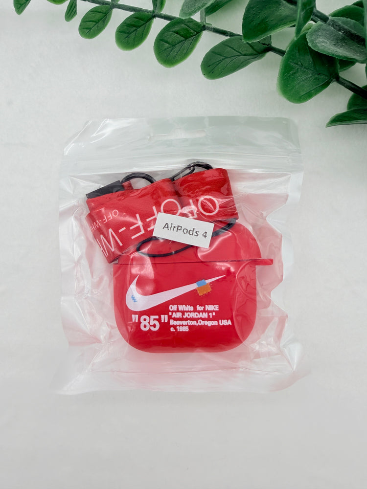 Nike OFF WHITE design Protective case with Lanyard for AirPods 4
(2024) Red