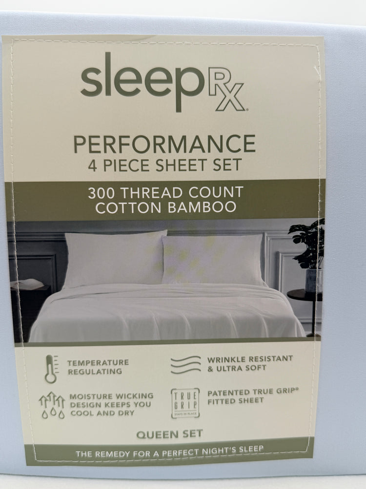 Sleep RX 300 Thread Count 4-pc Queen Sheet Set from Macys, Light Blue