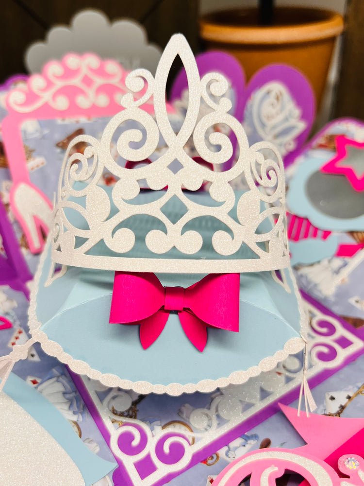 Alice in Wonderland theme Castle exploding Happy Birthday Box