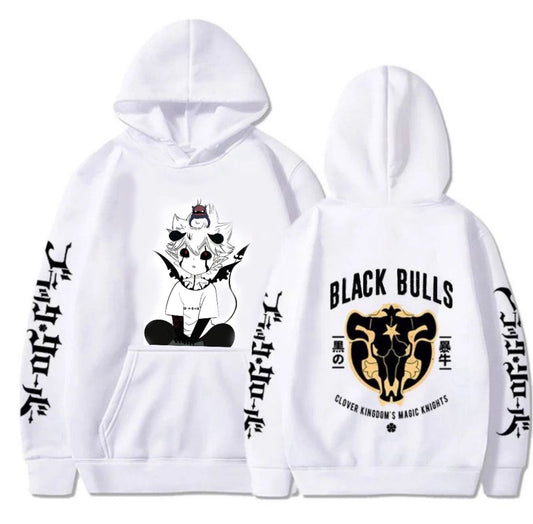 Black Clover: Lieve and Nero black bulls hoodie with scannable Spotify code
