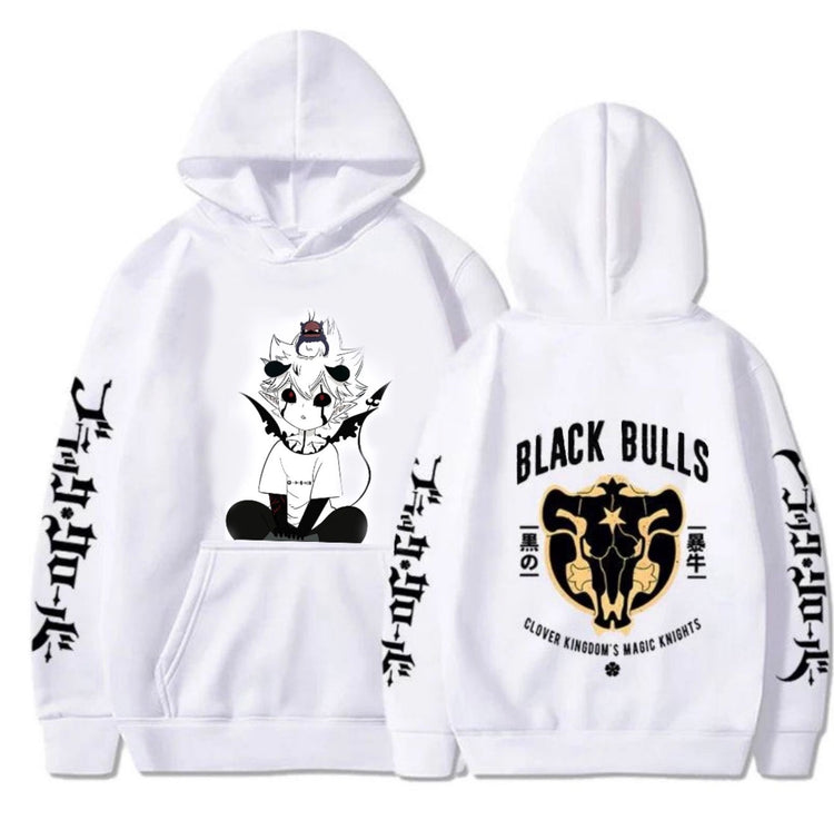Black Clover: Lieve and Nero black bulls hoodie with scannable Spotify code