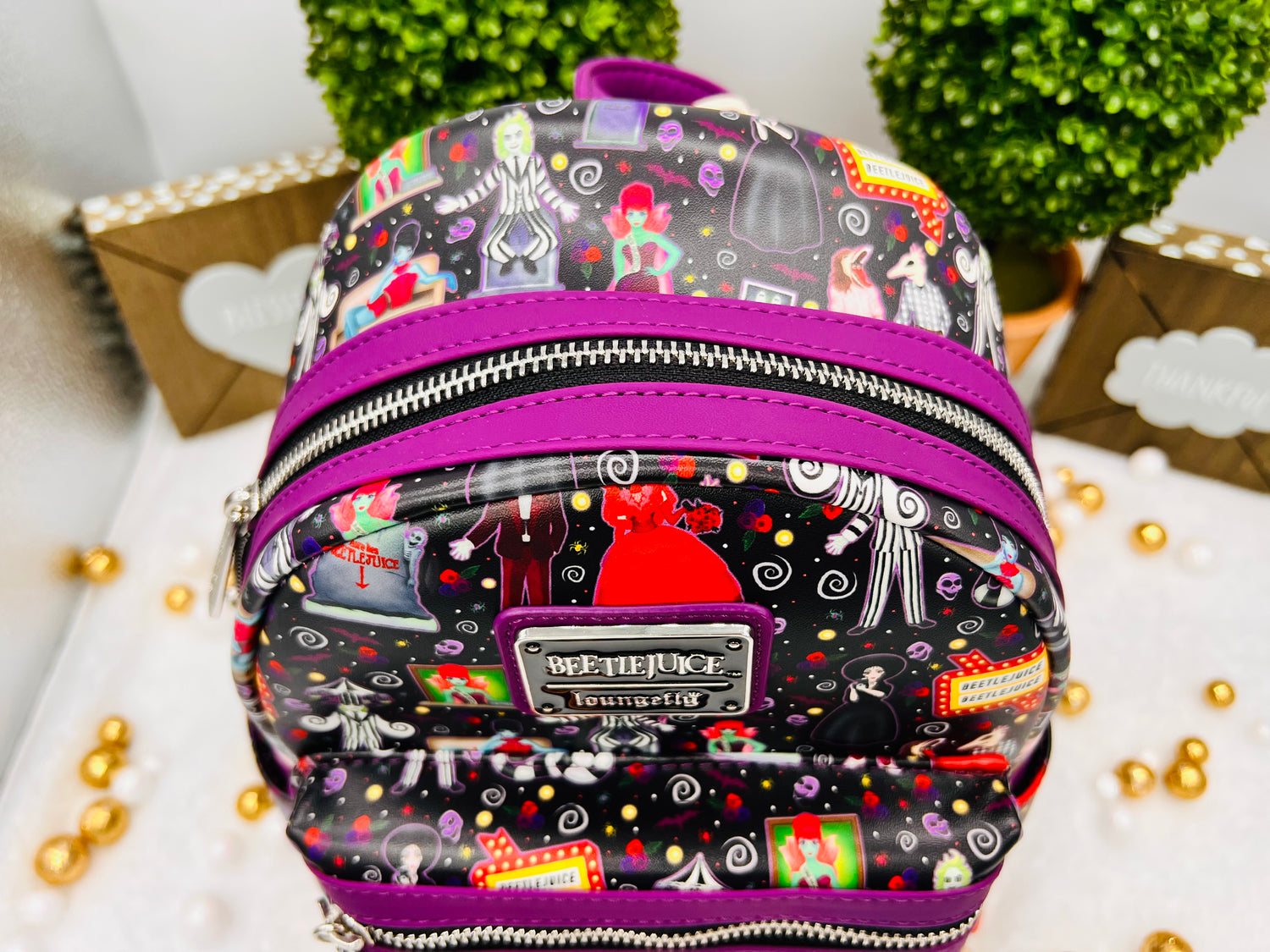 beetlejuice icons mini backpack Loungefly Beetlejuice Icons All Over Print Mini Backpack