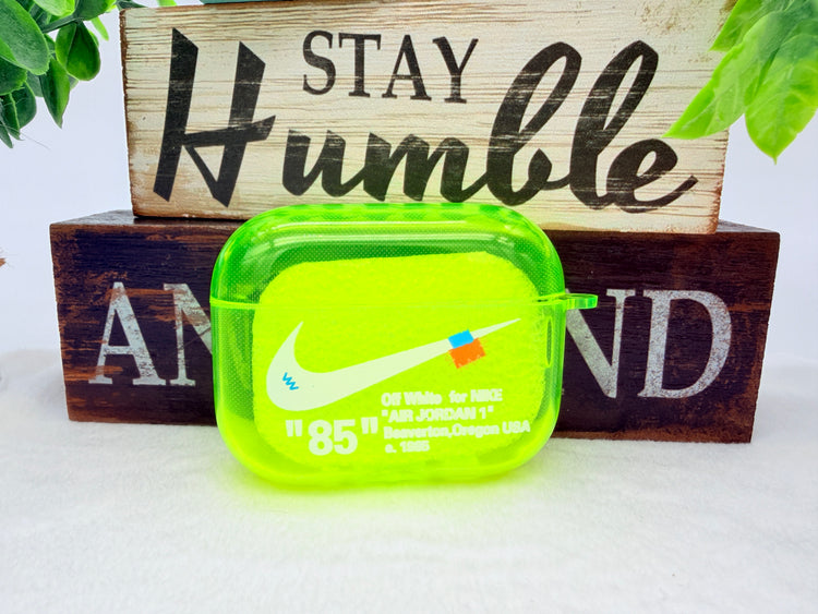 Nike OFF WHITE design Protective case for AirPods Pro 3 (2025) Neon Yellow