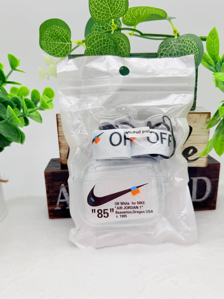 Nike OFF WHITE design Protective case for AirPods Pro 3 (2025) clear White