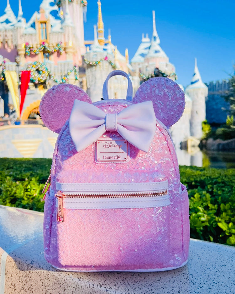 Loungefly Disney Minnie Cotton Candy Sequin Backpacking Backpack