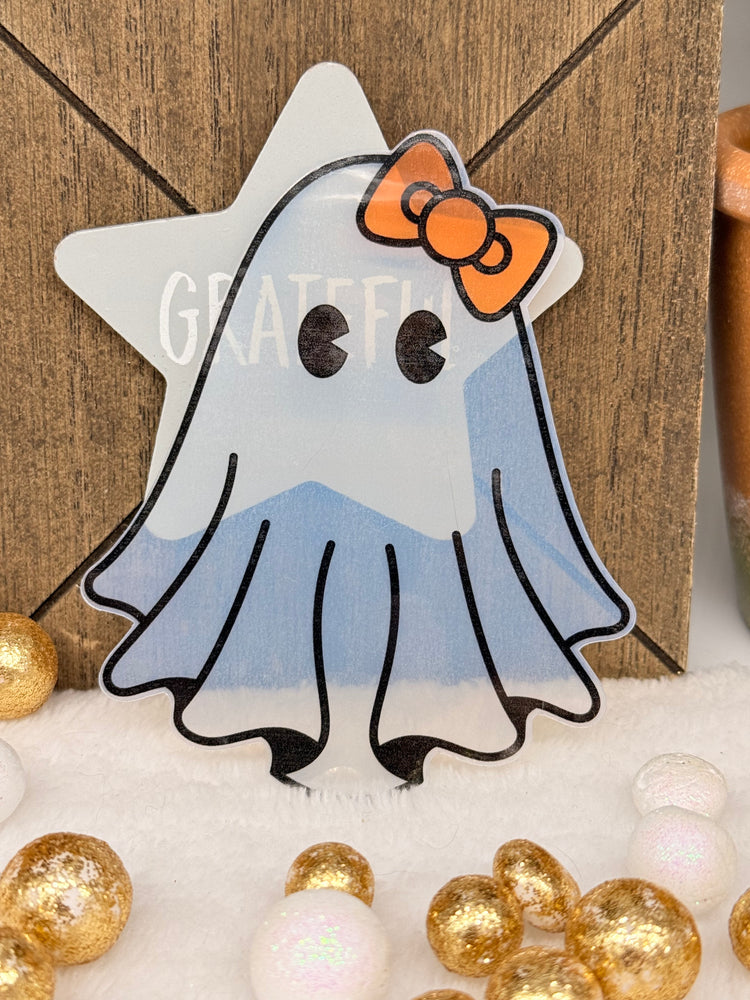 Cute ghost Bookmark with an Orange Bow