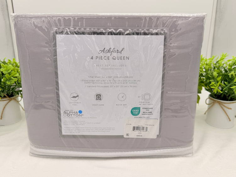 Macy’s Ashford Solid 1500 Thread Count 4 Pc. Sheet Set, Queen