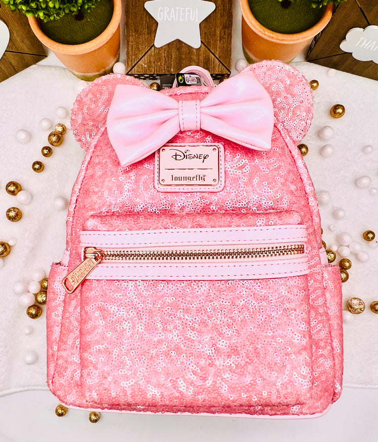 Loungefly Disney Minnie Cotton Candy Sequin Backpacking Backpack