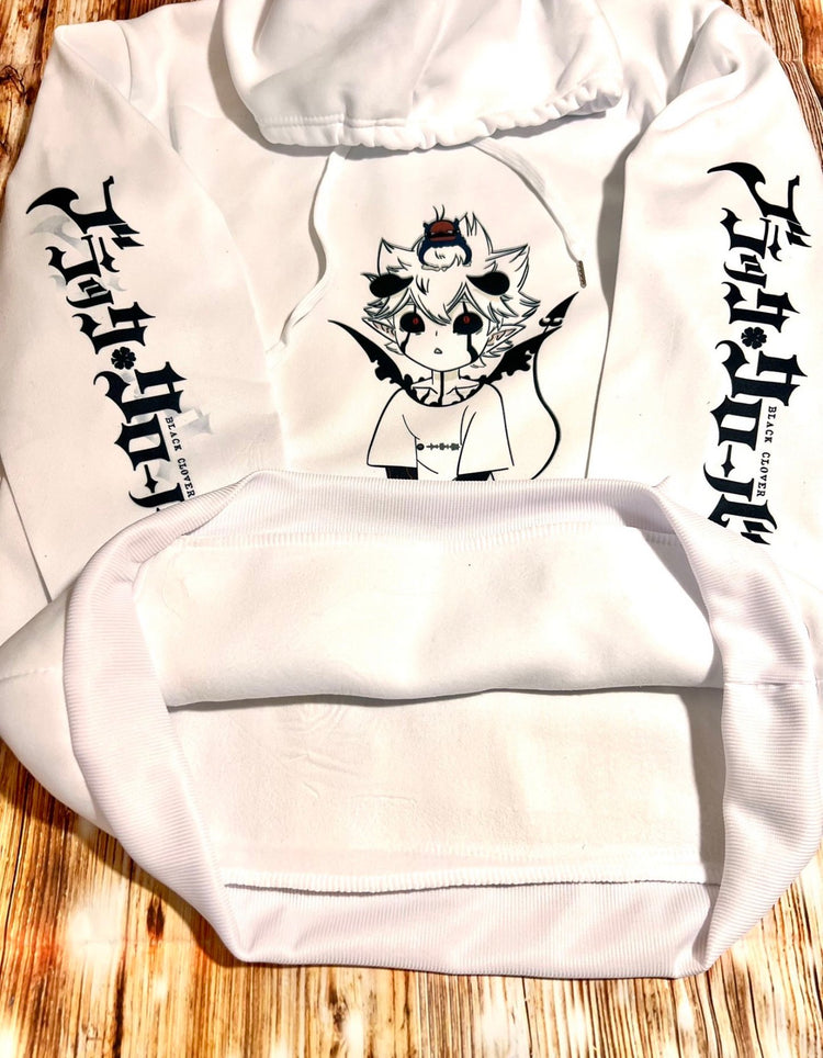 Black Clover: Lieve and Nero black bulls hoodie with scannable Spotify code