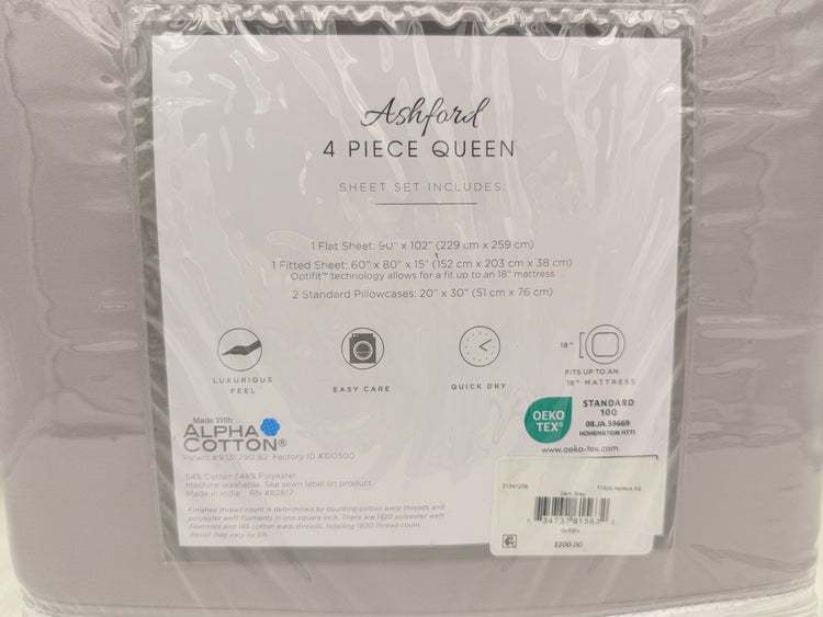 Macy’s Ashford Solid 1500 Thread Count 4 Pc. Sheet Set, Queen