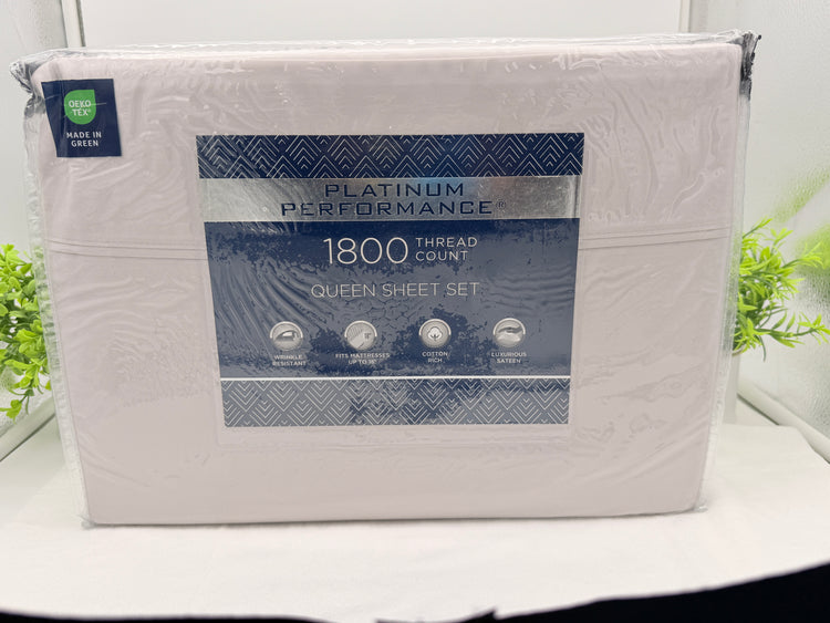 PLATINUM PERFORMANCE 1800 thread count Queen Sheet Set- Light Grey