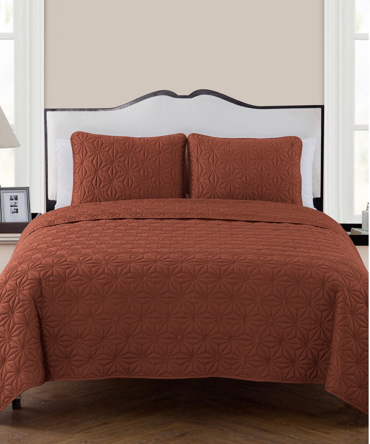 VCNY Home Kaleidoscope 3-Piece Quilt Set, Orange-Brown King