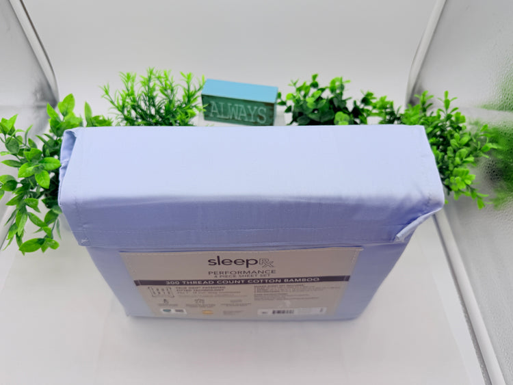 Sleep RX 300 Thread Count 4-pc Queen Sheet Set from Macys, Light Blue