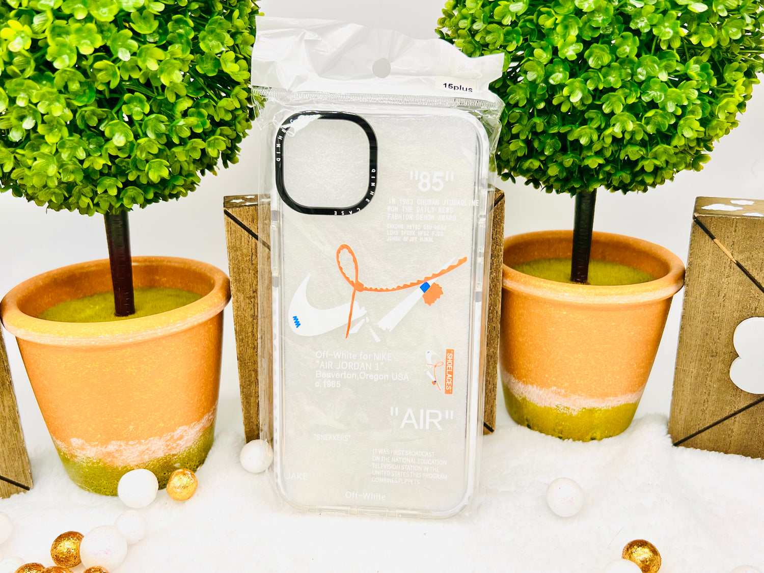 Nike OFF-WHITE clear protective phone case for iPhone 15 Plus Harmony Homes Nike OFF-WHITE clear protective phone case for iPhone 15 Plus Harmony Homes