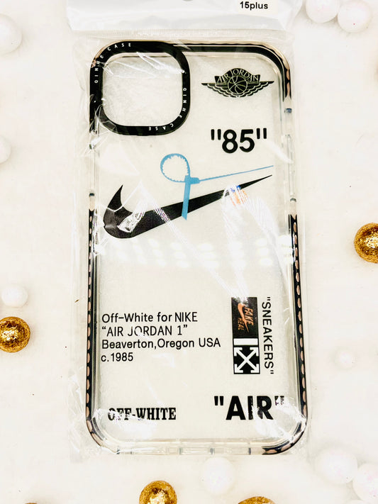 Nike OFF-WHITE clear protective phone case for iPhone 15 Plus- air Jordans