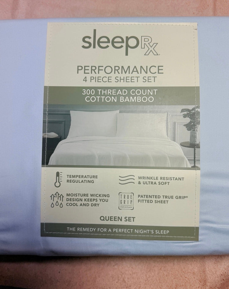 Sleep RX 300 Thread Count 4-pc Queen Sheet Set from Macys, Blue