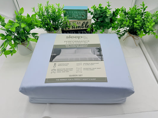 Sleep RX 300 Thread Count 4-pc Queen Sheet Set from Macys, Light Blue