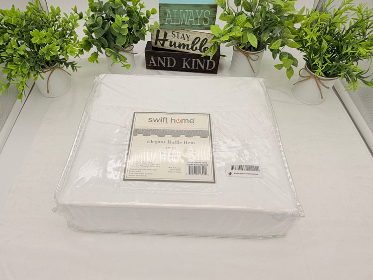 Swift Home Elegant Ruffle Hem 3-pc Twin Sheet Set