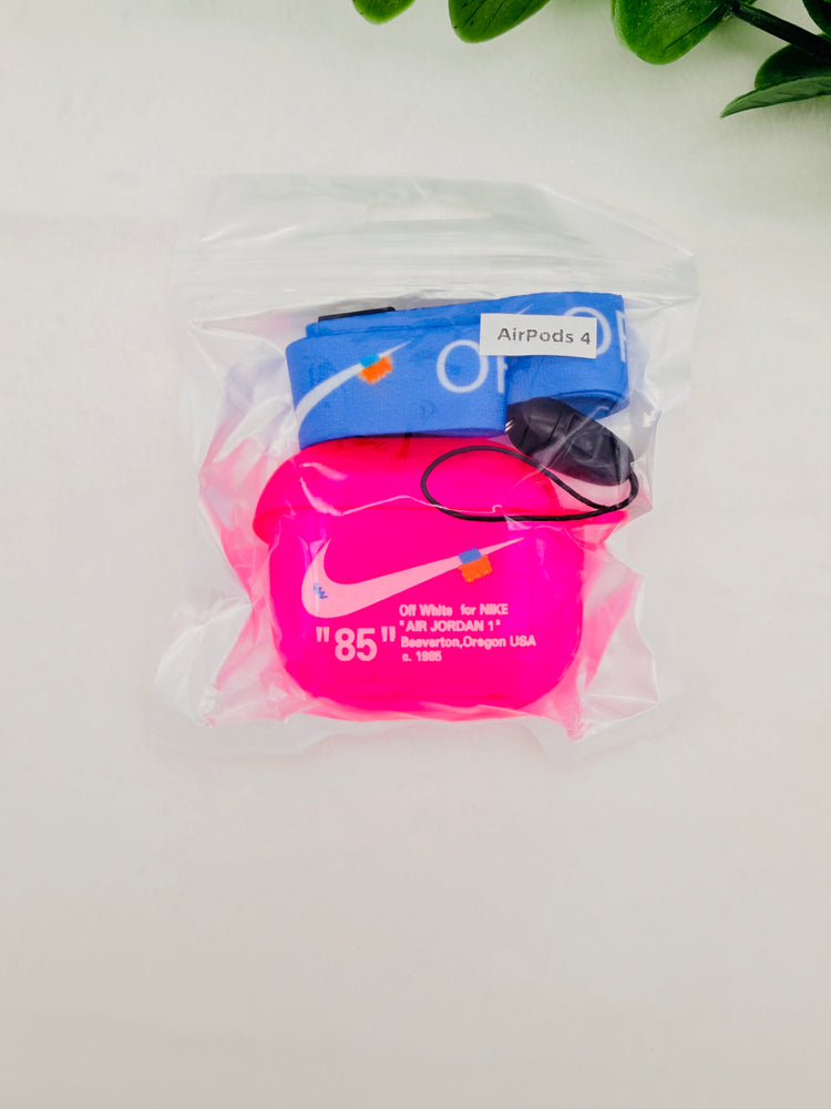 Nike OFF WHITE design Protective case with Lanyard for AirPods 4
(2024) Cyan