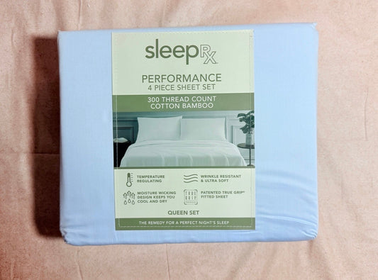 Sleep RX 300 Thread Count 4-pc Queen Sheet Set from Macys, Blue