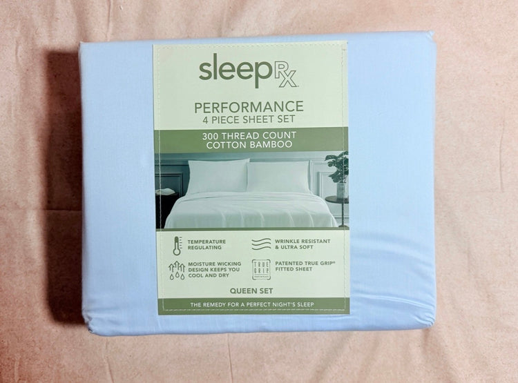 Sleep RX 300 Thread Count 4-pc Queen Sheet Set from Macys, Blue