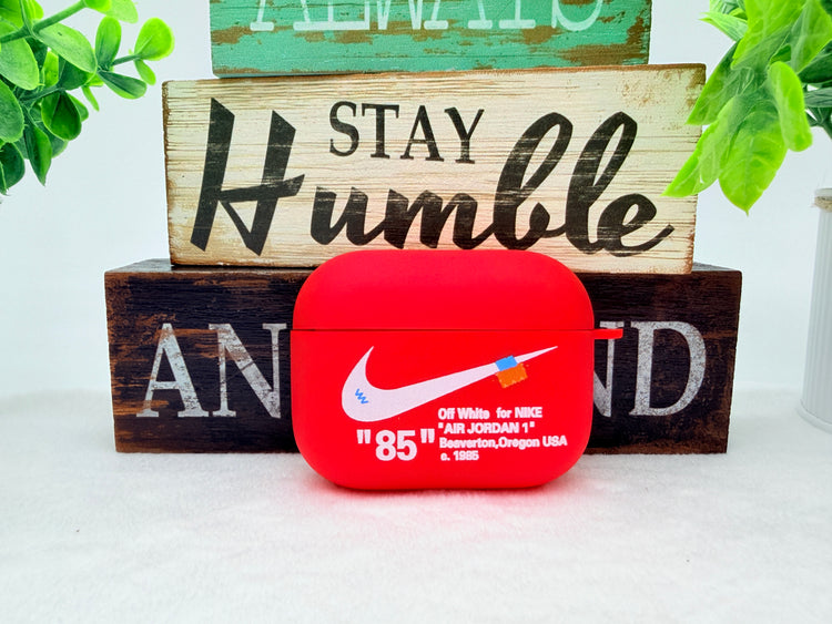 Nike OFF WHITE design Protective case for AirPods Pro 3 (2025) Matte Red- White Logo