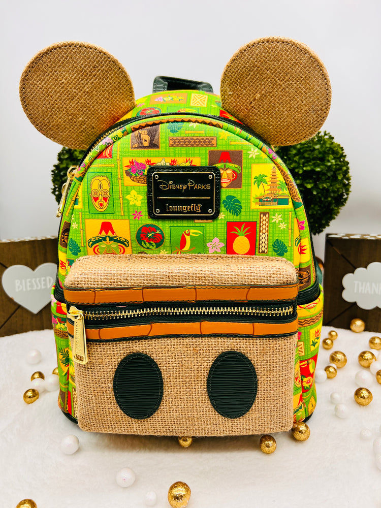 Loungefly Disney The Main Attraction Enchanted Tiki Room Mini Backpack + Ears