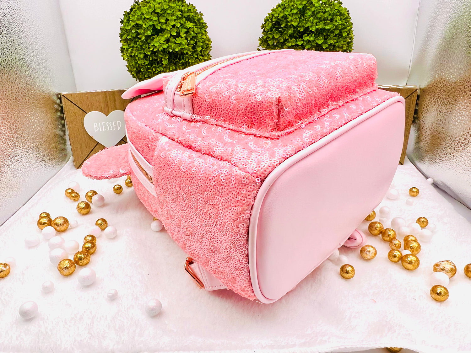 Loungefly Disney Minnie Mouse Cotton Candy Sequin Mini Backpack