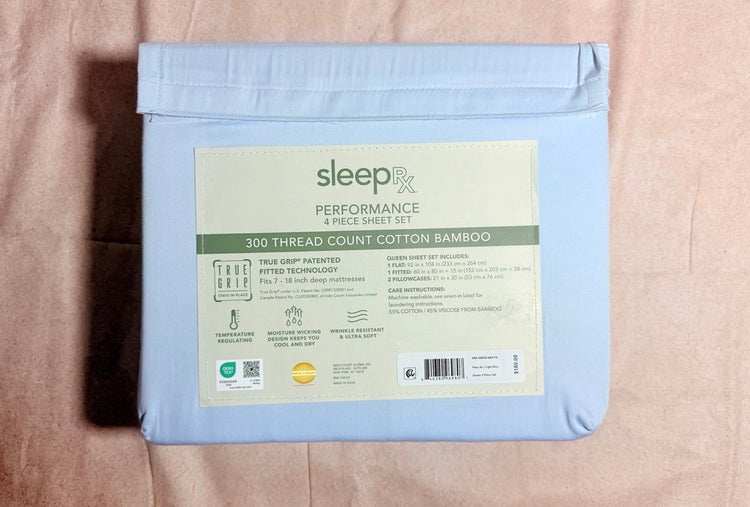 Sleep RX 300 Thread Count 4-pc Queen Sheet Set from Macys, Blue