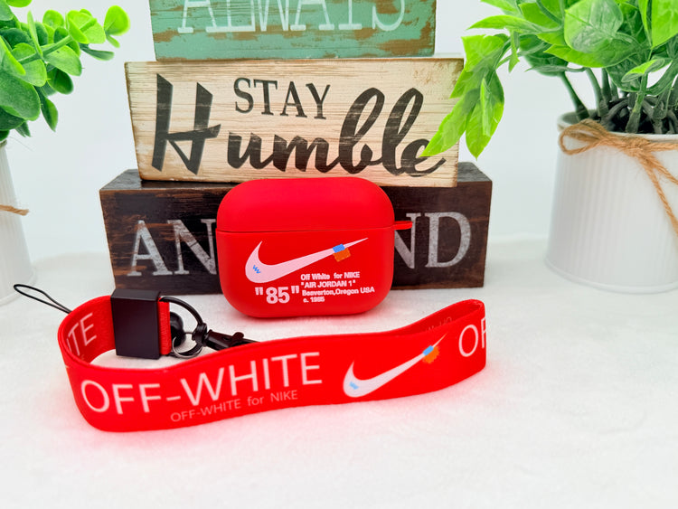 Nike OFF WHITE design Protective case for AirPods Pro 3 (2025) Matte Red- White Logo